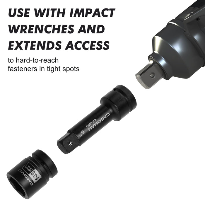 CASOMAN 1-Inch Drive Impact Extension Bars, Length: 6" & 10", Impact Socket Extension, CR-MO Steel