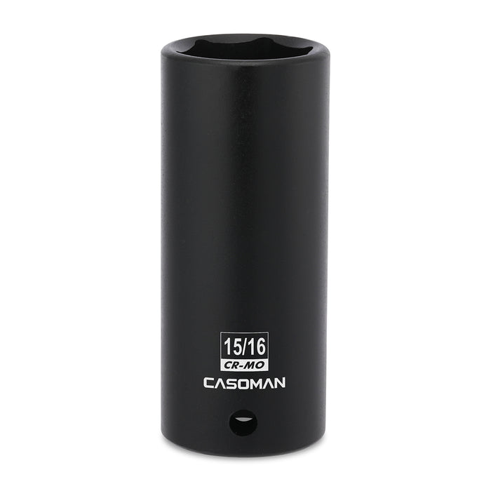 CASOMAN 1/2" Drive x 15/16" Deep Impact Socket, 6-Point, SAE, CR-MO