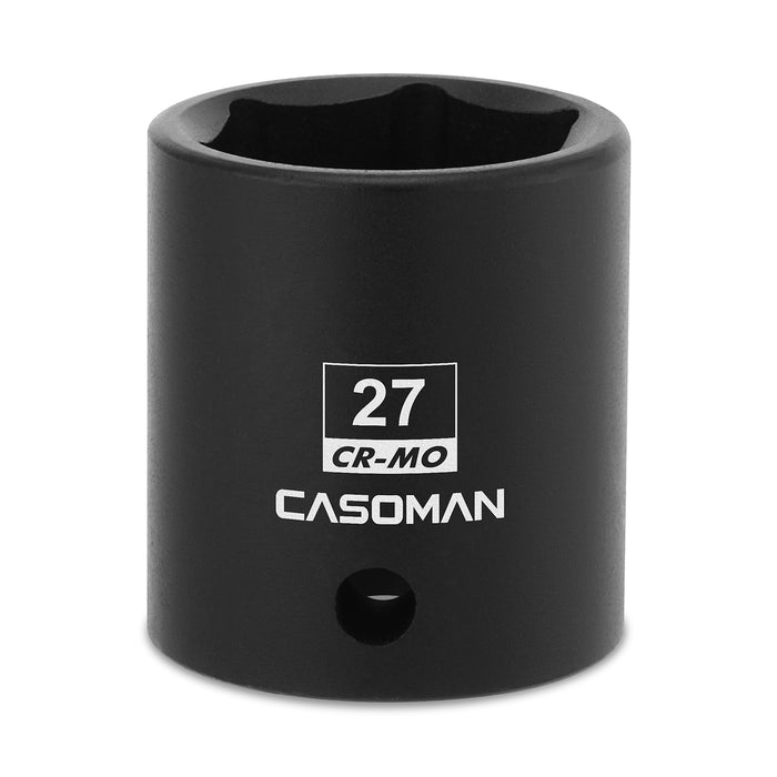 CASOMAN 1/2" Drive x 27mm Impact Socket, 6-Point, Metric, CR-MO Steel