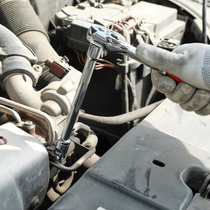 CASOMAN 17PCS 3/8" Drive Universal Flex Socket Set, SAE&Metric, 3/8" to 3/4", 10mm to 19mm, 6-Point, CR-V, Swivel Head, 360 Degree Access