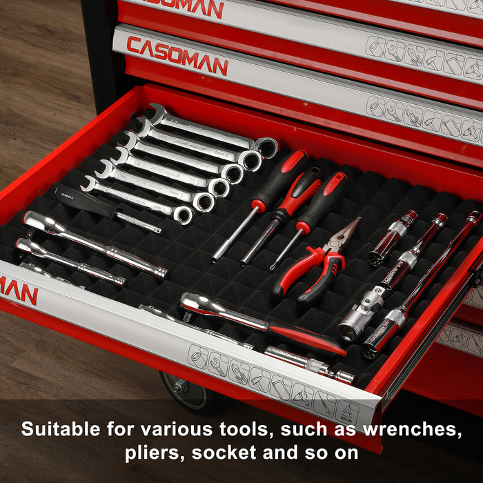 CASOMAN 4PCS Professional Toolbox liner, Trap Mat Universal Tool Drawer Liner, Non-Slip Foam Inserts, Easy Cut, Black, 23.6"x15.7"