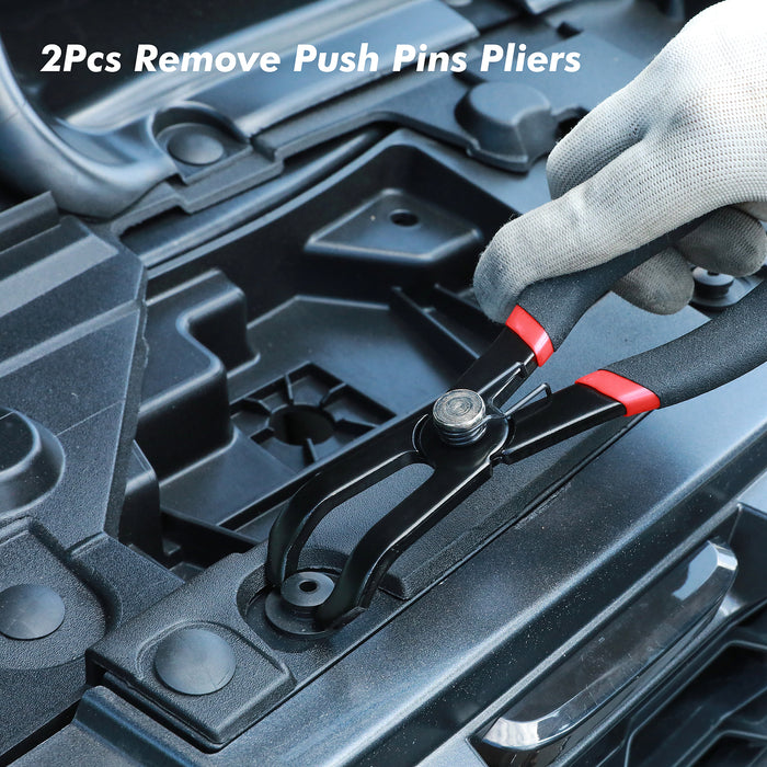 CASOMAN 3Pcs Body Clip Plier Set, Include 30 Degree and 80 Degree Push Pin Pliers, Panel Clip Removal Pliers, Black