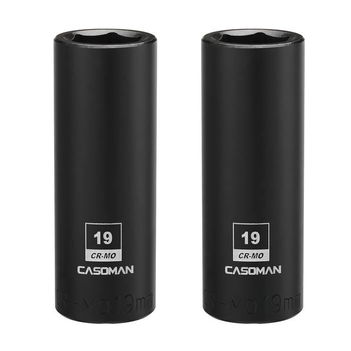 CASOMAN 2PCS 1/2-Inch Drive Deep Impact Socket-19mm, 6-Point, Metric, CR-MO CASOMAN 2PCS 1/2-Inch Drive Deep Impact Socket-19mm, 6-Point, Metric, CR-MO