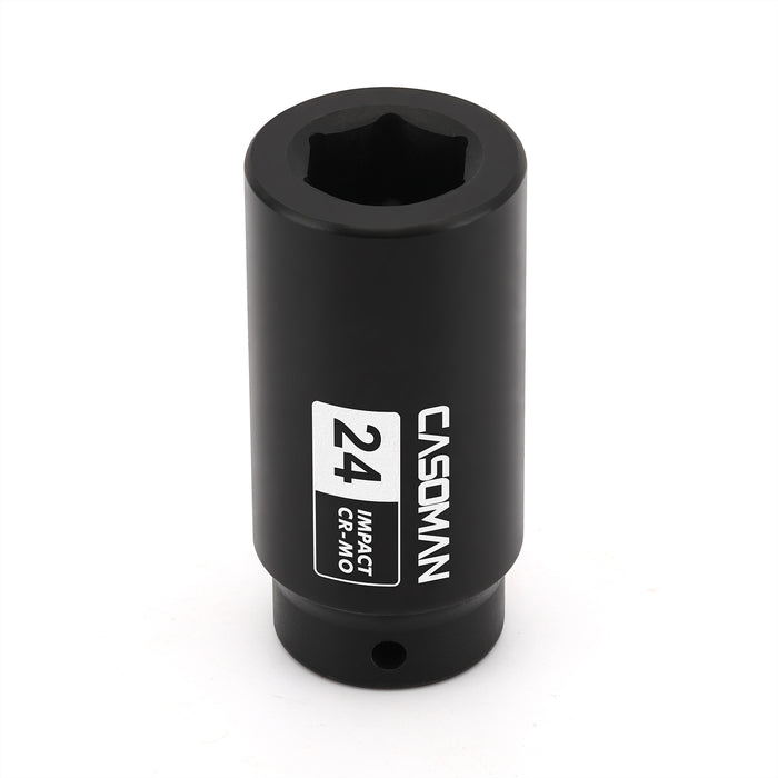 CASOMAN 1/2"Drive Harmonic Balancer Socket/Crank Bolt Socket-24mm, Compatible with GM (LS engines), CR-MO
