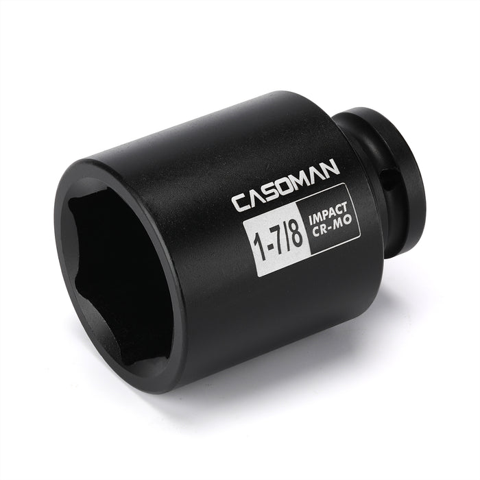 CASOMAN 3/4"Drive Deep Impact Socket-1-7/8", Jumbo Impact Socket, SAE, 6-Point, CR-MO, Black Phosphate Finish