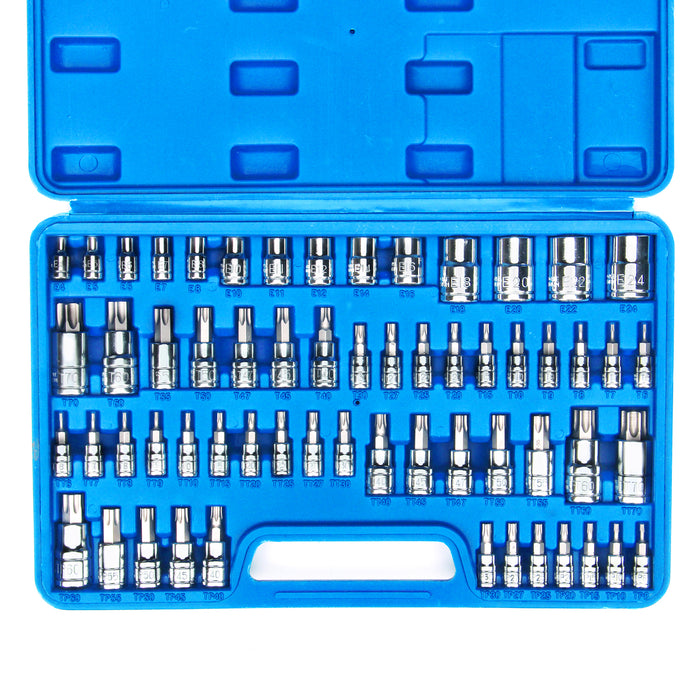 CASOMAN Master Torx Bit Socket and External Torx Socket Set, 60-Piece Set, S2 and Cr-V Steel，E4-E24, T6-T70,TT6-TT70,TP8-TP60