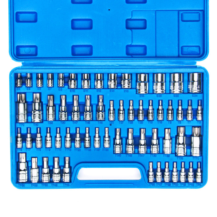 CASOMAN Master Torx Bit Socket and External Torx Socket Set, 60-Piece Set, S2 and Cr-V Steel,E4-E24, T6-T70,TT6-TT70,TP8-TP60