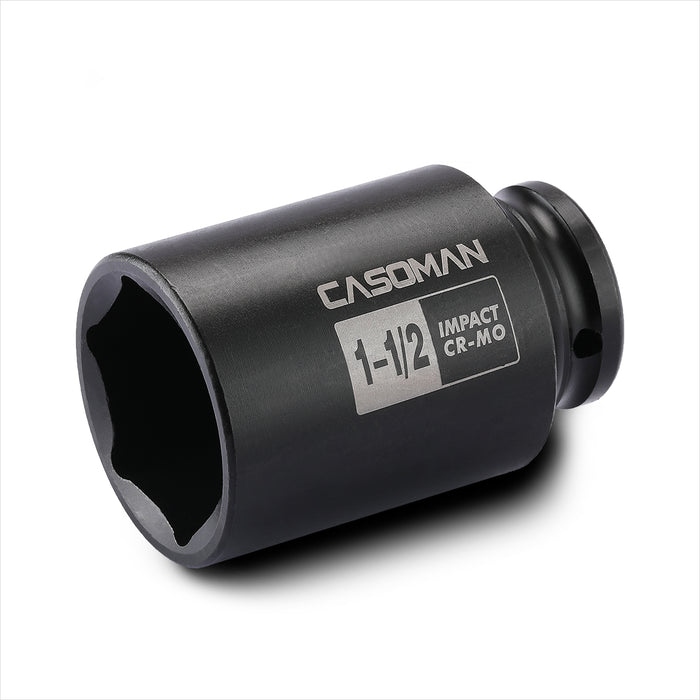 CASOMAN 6-Point 1/2-Inch Drive Deep Impact Socket- 1-1/2" (SAE),1/2-inch Drive 6 Point Axle Nut Socket for Easy Removal of Axle Shaft Nuts (1-1/2")