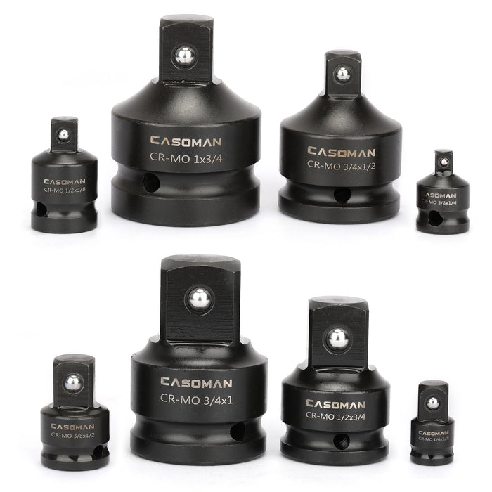 CASOMAN 8-Piece Impact Adapter and Reducer Set, Socket Convertor Adaptor, 1/4" 3/8" 1/2" 3/4" 1" for Impact Driver Conversions.