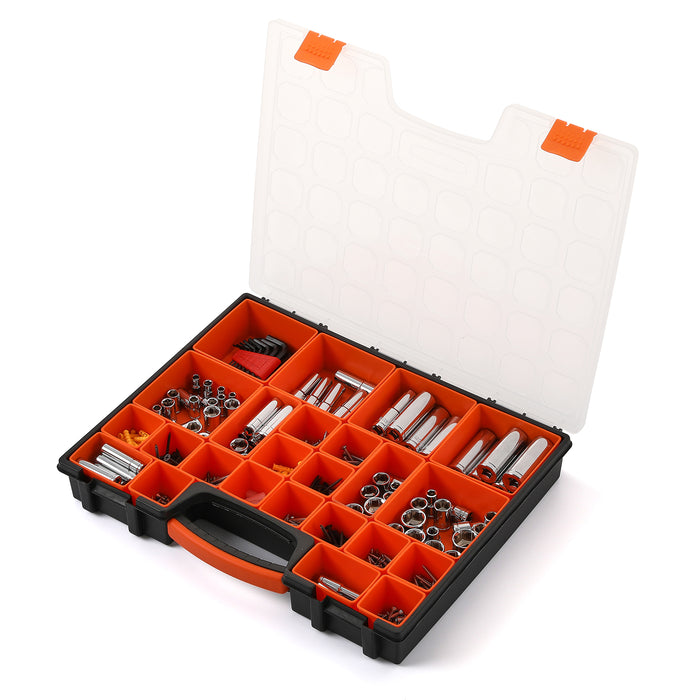 CASOMAN 8 Removable Bin Compartment Deep Professional Organizer, Portable Storage Case, Heavy Duty Case, With size of 41.5cm 33cm 11cm