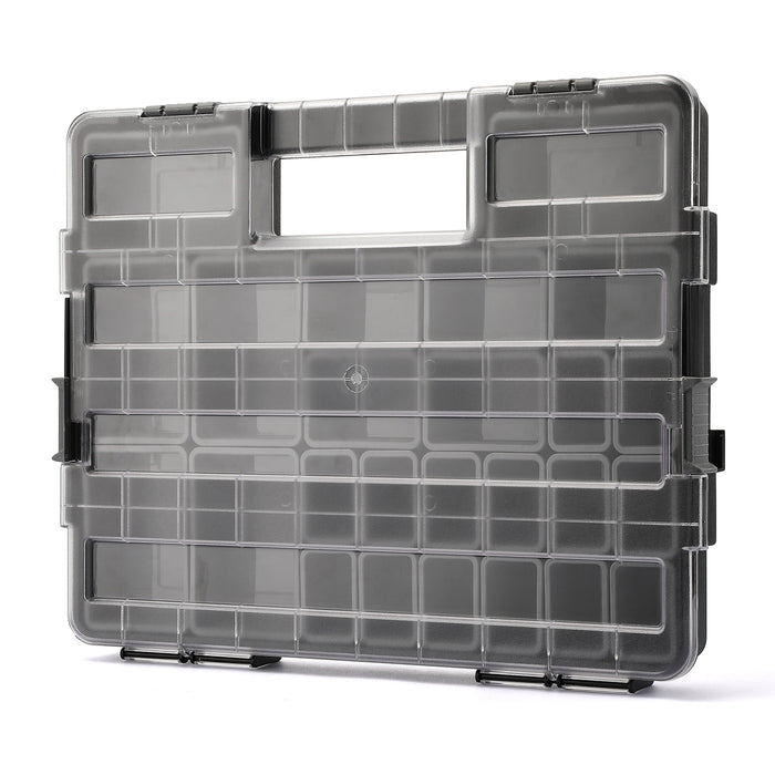 CASOMAN Transparent Portable Organizer, with 25 Removable & Deep Bins, Hardware & Parts Organizers, Versatile and Durable,16.5" L x 13.4" W x 2.4" H