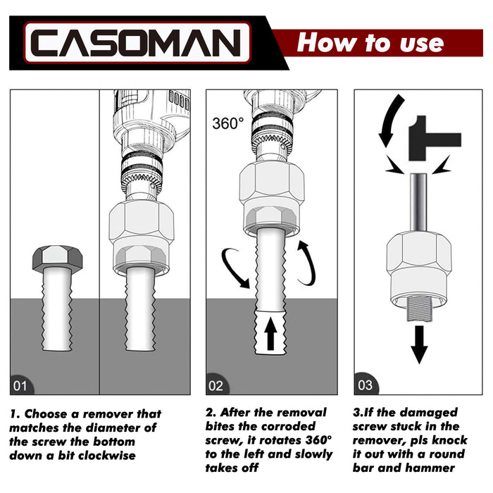 CASOMAN 13 Pieces Impact Bolt & Nut Remover Set, Nut Extractor and Bolt Extractor Twist Socket Set,Bolt Remover Tool Set