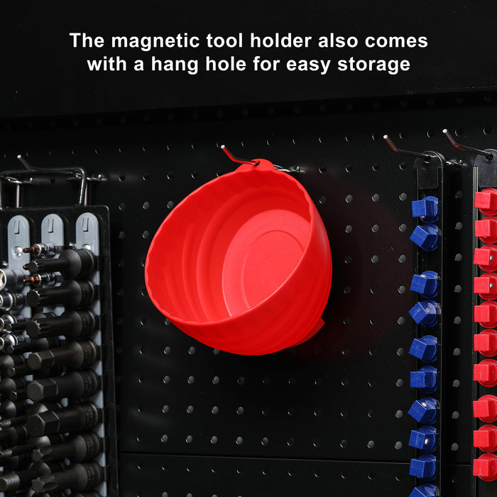 CASOMAN 6-inch Magnetic Parts Tray, Magnetic Nut Cup, Magnetic Bowl for Holding Nuts and Bolts, Red, Strong and Durable