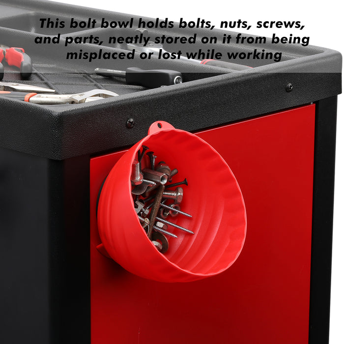 CASOMAN 6-inch Magnetic Parts Tray, Magnetic Nut Cup, Magnetic Bowl for Holding Nuts and Bolts, Red, Strong and Durable