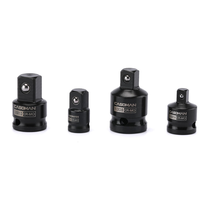 CASOMAN 4-Piece Impact Adapter and Reducer Set, For Impact Driver Conversions, 1/4" - 3/8" - 1/2", CR-MO