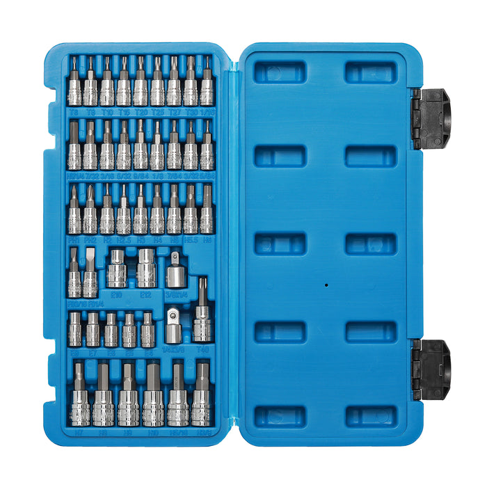 CASOMAN Master Combination Bit Socket Set,45 Pieces,SAE & Metric,Torx,External Trox,Screwdriver,S2 Steel Machined Bits,Chrome Vanadium Steel Sockets