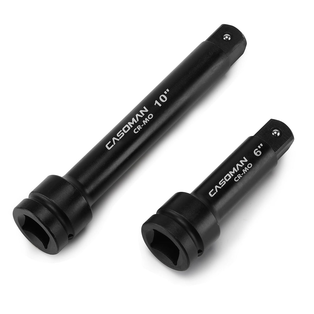 CASOMAN 1-Inch Drive Impact Extension Bars, Length: 6" & 10", Impact Socket Extension, CR-MO Steel