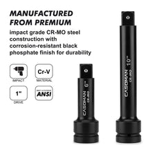 Load image into Gallery viewer, CASOMAN 1-Inch Drive Impact Extension Bars, Length: 6" &amp; 10", Impact Socket Extension, CR-MO Steel