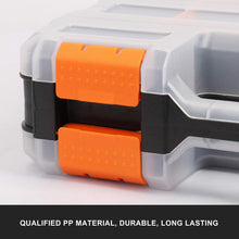 Load image into Gallery viewer, CASOMAN Double Sided Small Parts Organizer, 34 Compartment Hardware Storage Box, Screw &amp; Bolt Organizer with Removable Dividers, Black/Orange