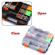 Load image into Gallery viewer, CASOMAN Double Sided Small Parts Organizer, 34 Compartment Hardware Storage Box, Screw &amp; Bolt Organizer with Removable Dividers, Black/Orange