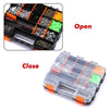 CASOMAN Double Sided Small Parts Organizer, 34 Compartment Hardware Storage Box, Screw & Bolt Organizer with Removable Dividers, Black/Orange