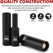 Load image into Gallery viewer, CASOMAN 14PCS 1/4"Drive Magnetic Impact Socket Set, Deep, 6-Point, Metric, 4mm to 15mm, CR-MO