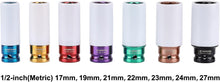 Load image into Gallery viewer, CASOMAN 1/2- Inch Drive Wheel Protector Impact Socket, Extra Thin Wall, Rim Protect Sleeves, 6 Point, Metric,17mm,19mm,21mm,22mm,23mm,24mm,27mm, 7 Pieces Set