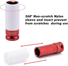 Load image into Gallery viewer, CASOMAN 1/2- Inch Drive Wheel Protector Impact Socket, Extra Thin Wall, Rim Protect Sleeves, 6 Point, Metric,17mm,19mm,21mm,22mm,23mm,24mm,27mm, 7 Pieces Set