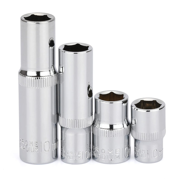 FOCUS AUTO TOOLS 27-Piece 3/8" Drive Impact Socket Set - Metric Deep & Shallow 7mm-19mm CR-V