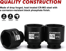 Load image into Gallery viewer, CASOMAN 16PCS 1/2" Drive Shallow Spindle Axle Nut Impact Socket Set, 6-Point, Large Socket Set, SAE(1-5/16" to 2-1/4"), CR-MO