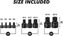 Load image into Gallery viewer, CASOMAN 9-Piece Low Profile Impact Triple Square Bit Socket Set,Includes Storage Rail,1/4", 3/8" and 1/2" Drive,CR-MO Steel, Designed for Impact Use