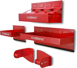 CASOMAN 4PCS Red Magnetic Toolbox Shelf, Tray, Paper Towel Holder, Variety of Use, Durable, Magnets Any Metal Surface