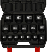 Load image into Gallery viewer, CASOMAN 16PCS 1/2" Drive Shallow Spindle Axle Nut Impact Socket Set, 6-Point, Large Socket Set, SAE(1-5/16" to 2-1/4"), CR-MO