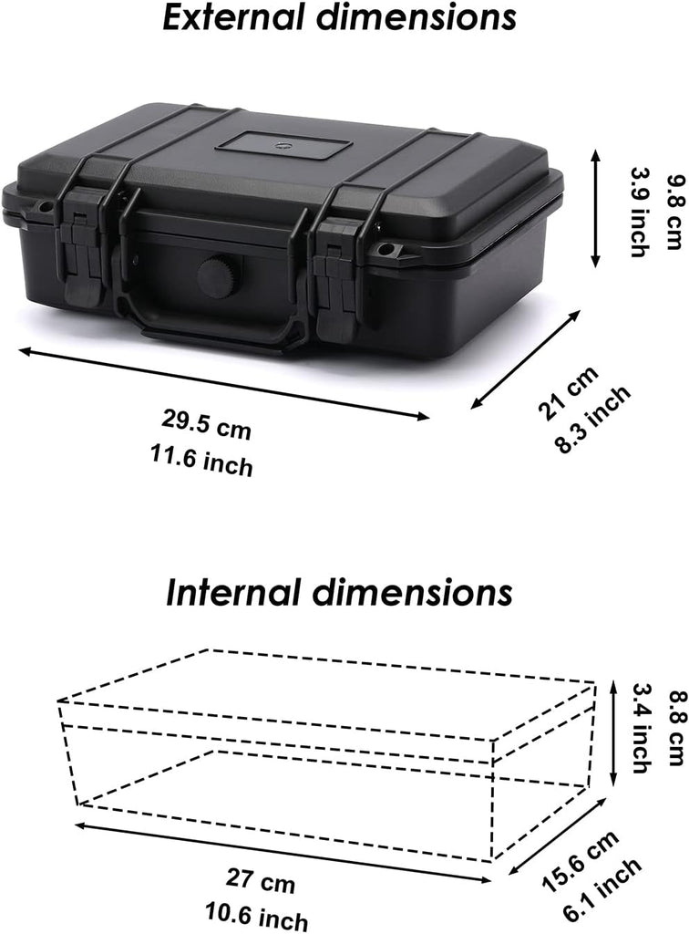 CASOMAN 11.5-Inch Water-proof & Explosion-Proof Box, with Cush- Proof Sponge, IP67 Water Proof Grade, Customizable Foam