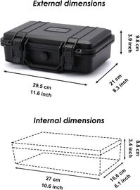 CASOMAN 11.5-Inch Water-proof & Explosion-Proof Box, with Cush- Proof Sponge, IP67 Water Proof Grade, Customizable Foam