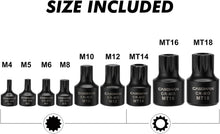 Load image into Gallery viewer, CASOMAN 9-Piece Low Profile Impact Triple Square Bit Socket Set,Includes Storage Rail,1/4", 3/8" and 1/2" Drive,CR-MO Steel, Designed for Impact Use