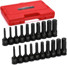 Load image into Gallery viewer, CASOMAN 1/2" Drive Master Impact Hex Bit Set, Hex Driver, SAE/Metric, 1/4" - 3/4", 6mm - 19mm, 20-Piece 1/2" Drive Allen Bit Socket Set