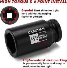 Load image into Gallery viewer, CASOMAN 3/4" Drive Deep Impact Socket Set, 8 Piece Set, SAE Sizes (1-Inch to 1-1/2-Inch), 6 Point, 3/4" Dr. Heavy Duty Impact Socket Set