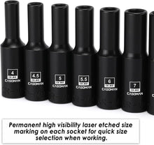Load image into Gallery viewer, CASOMAN 14PCS 1/4"Drive Magnetic Impact Socket Set, Deep, 6-Point, Metric, 4mm to 15mm, CR-MO