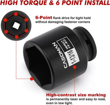 Load image into Gallery viewer, CASOMAN 16PCS 1/2" Drive Shallow Spindle Axle Nut Impact Socket Set, 6-Point, Large Socket Set, SAE(1-5/16" to 2-1/4"), CR-MO