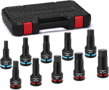 Load image into Gallery viewer, CASOMAN 3/4-Inch Drive Impact Hex Bit Driver Set, 10 Pieces Allen Bit Socket Set with Storage Case, Metric &amp; SAE, CR-MO Steel, Impact Grade, One-Piece Construction