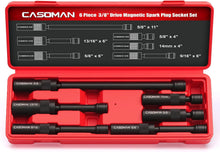 Load image into Gallery viewer, CASOMAN 6PCS Magnetic Swivel Spark Plug Socket Set, 3/8-Inch Drive, 12-Point Socket Set with 9/16", 5/8", 13/16", 14mm Sockets, 4", 6" &amp; 11" Length，CR-V