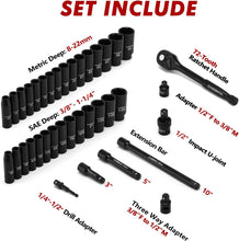 Load image into Gallery viewer, CASOMAN 1/2" Drive Master Impact Socket Set, 36 Piece Deep