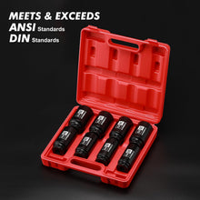 Load image into Gallery viewer, CASOMAN 1/2-Inch Drive Deep Spindle Axle Nut Impact Socket Set,12 Point, 8 Piece 1/2" Heavy Duty Impact Socket Set