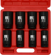 Load image into Gallery viewer, CASOMAN 3/4" Drive Deep Impact Socket Set, 8 Piece Set, SAE Sizes (1-Inch to 1-1/2-Inch), 6 Point, 3/4" Dr. Heavy Duty Impact Socket Set