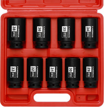 Load image into Gallery viewer, CASOMAN 1/2- Inch Drive Deep Spindle Axle Nut Impact Socket Set, 6 Point, CR-MO, Metric, 29mm-38mm, 9-Piece 1/2" Dr. Deep Impact Socket Set