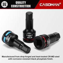Load image into Gallery viewer, CASOMAN 3/4-Inch Drive Impact Hex Bit Driver Set, 10 Pieces Allen Bit Socket Set with Storage Case, Metric &amp; SAE, CR-MO Steel, Impact Grade, One-Piece Construction