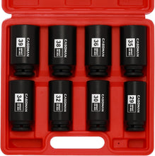 Load image into Gallery viewer, CASOMAN 1/2-Inch Drive Deep Spindle Axle Nut Impact Socket Set,12 Point, 8 Piece 1/2" Heavy Duty Impact Socket Set