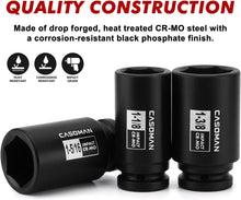 Load image into Gallery viewer, CASOMAN 3/4" Drive Deep Impact Socket Set, 8 Piece Set, SAE Sizes (1-Inch to 1-1/2-Inch), 6 Point, 3/4" Dr. Heavy Duty Impact Socket Set