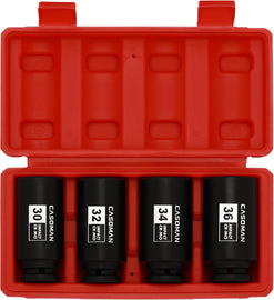 CASOMAN 1/2-Inch Drive Deep Spindle Axle Nut Impact Socket Set,12 Point, Metric, CR-MO, 30,32,34,36mm, 4-Piece 1/2